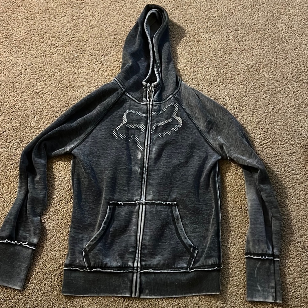 Fox weathered gray soft hoodie